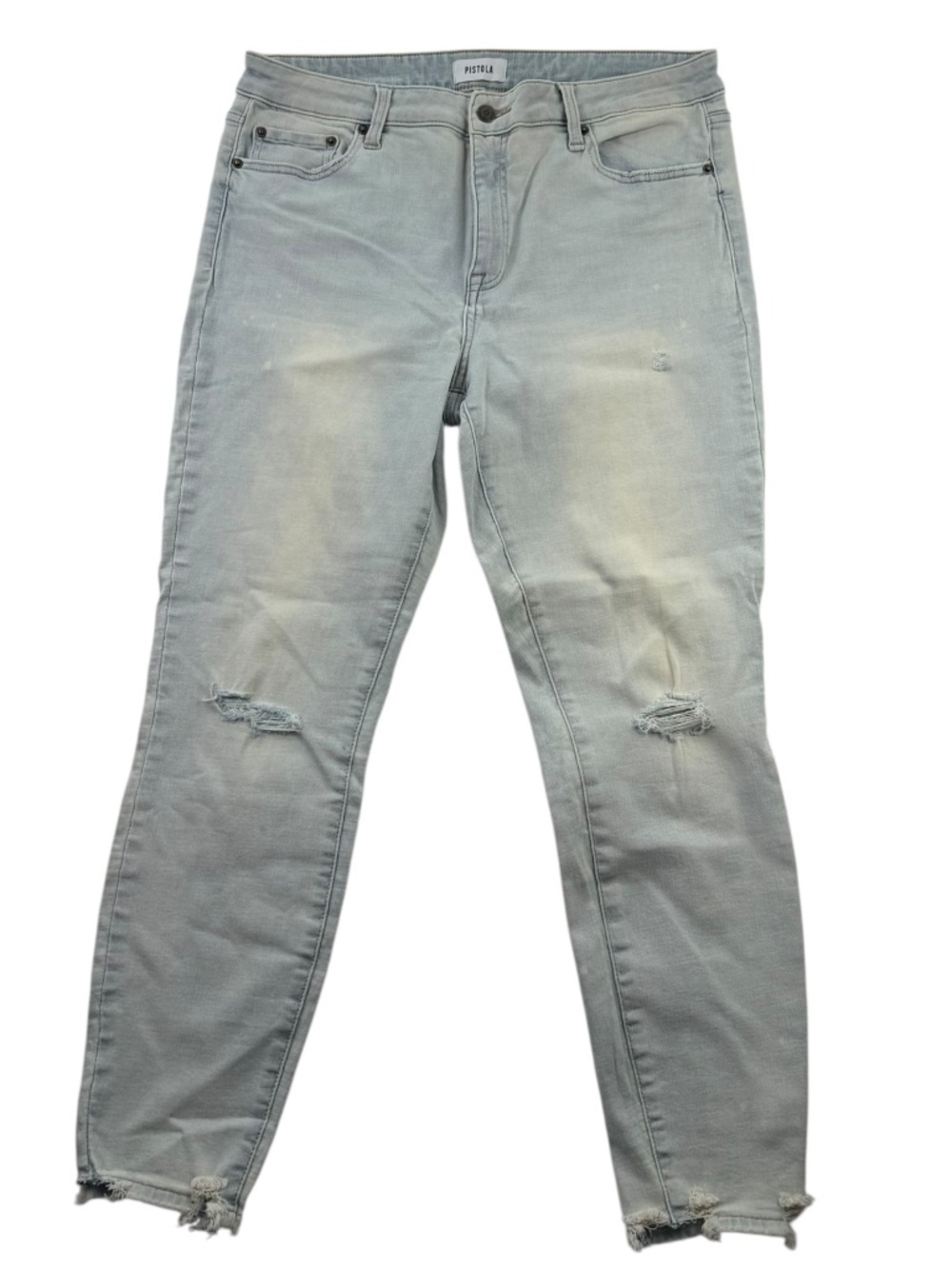 Pistola Makayla Skinny Jeans Paint Splatter Distressed Frayed Hem